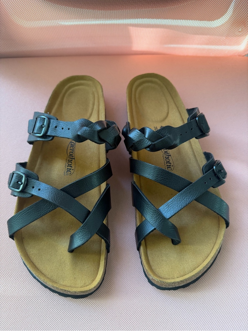 AEROTHOTIC Black Strappy Comfort Sandals SIZE 11